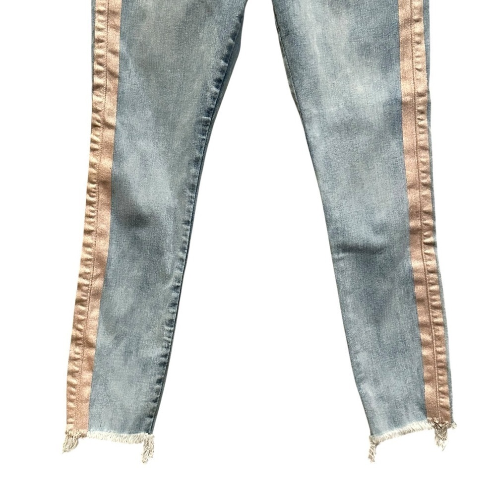Express Light Washed Cropped Skinny High Rise Stretch Pink Stripe Women’s Size 4 - Picture 3 of 10